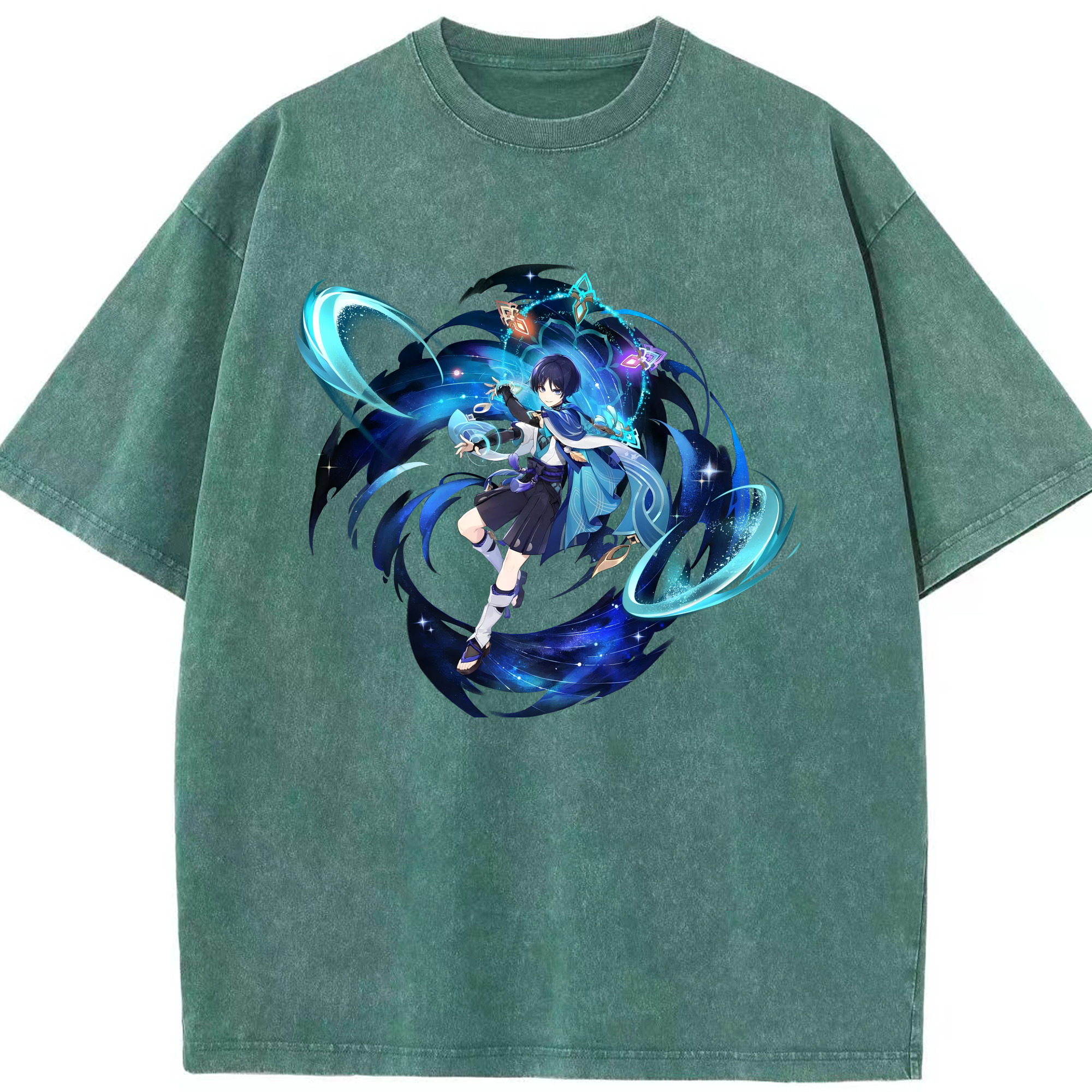 げんし神 さんペい genshin Sanpei 綿100% ヴィンテージ風 半袖Tシャツ（フロントプリント）